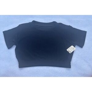 Eurotard Slinky Crop Top Black Ribbed Short Sleeve Dance Fitness Womens M